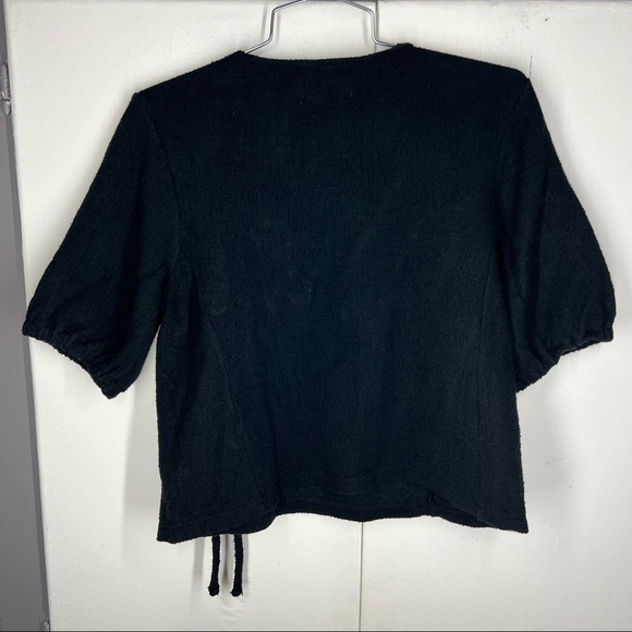 Madewell texture & thread black puff sleeve wrap top size medium - Picture 5 of 7